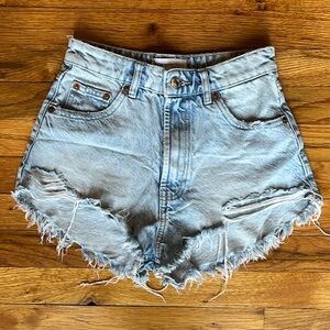 Zara distressed denim shorts!